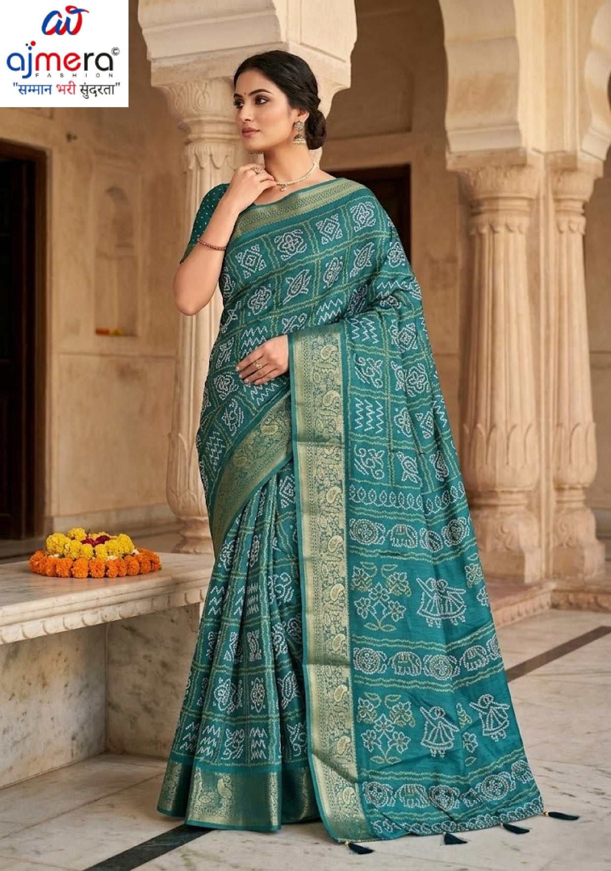 Classic Printed Saree with Blouse Piece for Timeless Traditional Style  | VER-NEELAM-32852