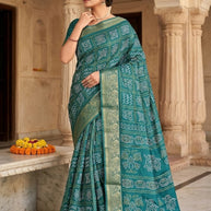 Classic Printed Saree with Blouse Piece for Timeless Traditional Style  | VER-NEELAM-32852