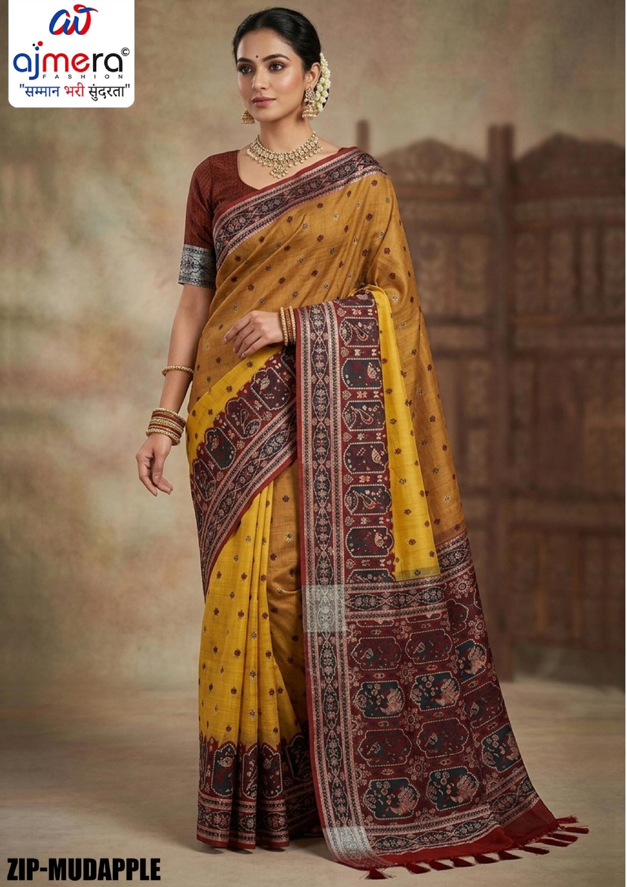 Rich Jacquard Silk Saree with Blouse Piece for Sophisticated Ethnic Style | ZIP-MUDAPPLE