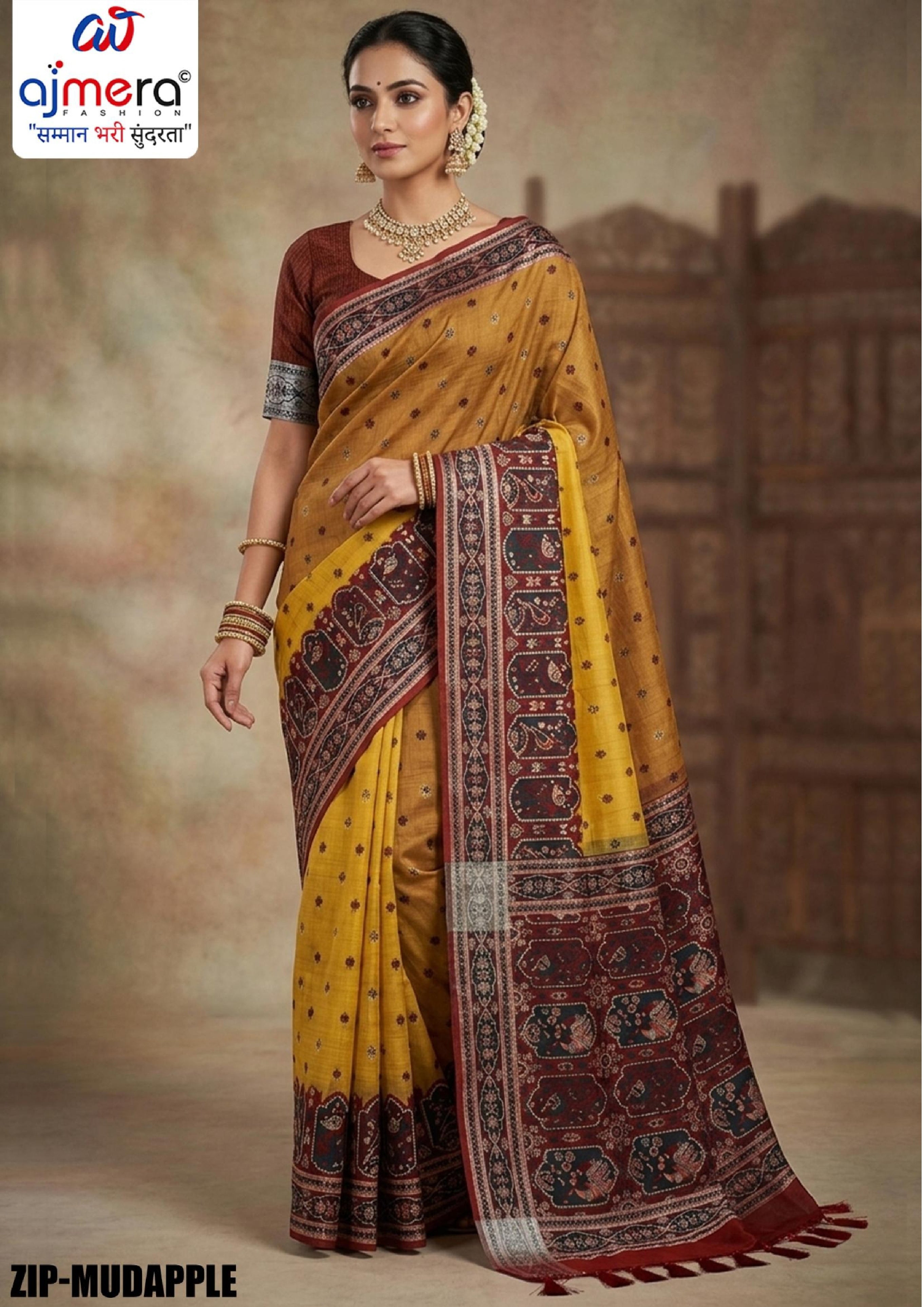 Rich Jacquard Silk Saree with Blouse Piece for Sophisticated Ethnic Style | ZIP-MUDAPPLE