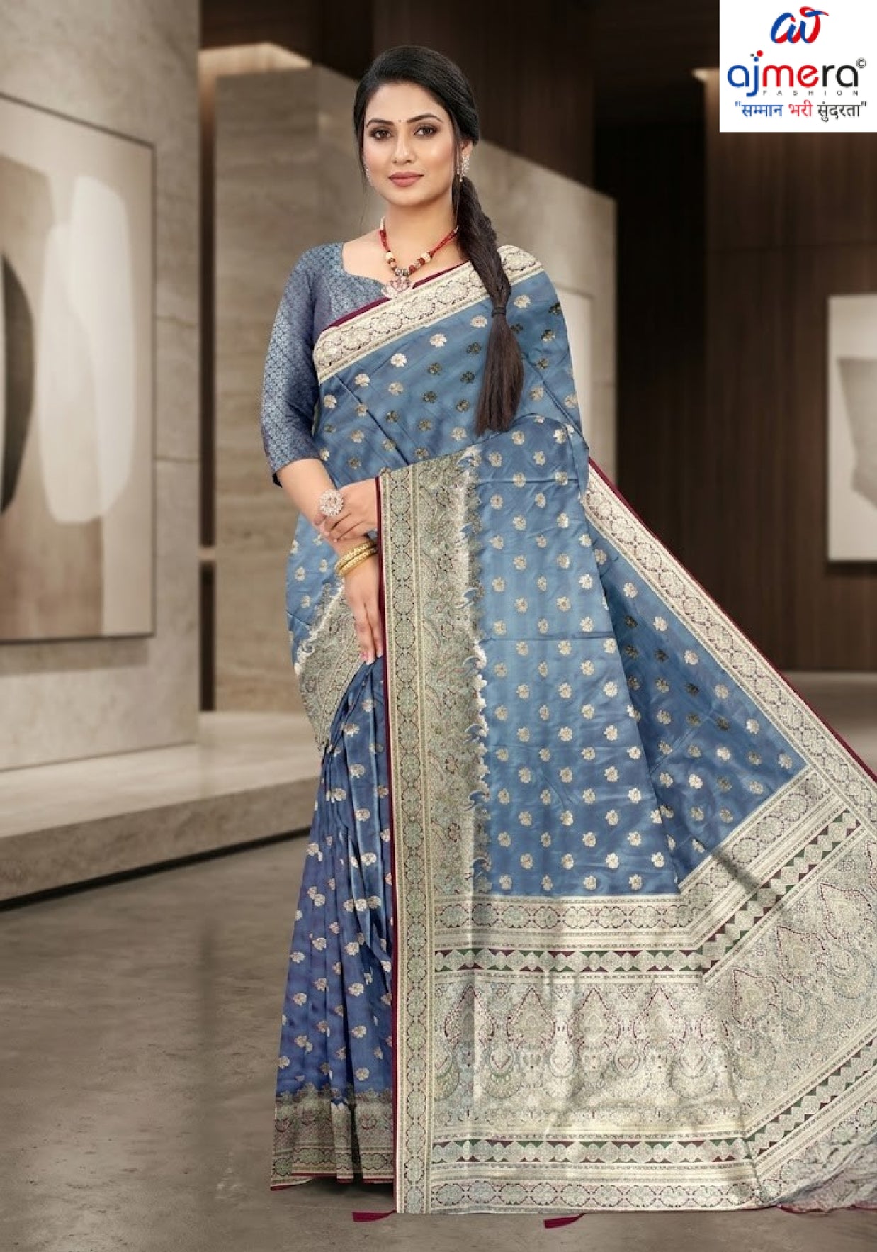 Stylish Jacquard Silk Saree with Blouse Piece for Festive Collection | VML-DEVYANI