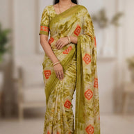 Weightless Print Loose Saree with Blouse for Premium Ethnic and Traditional Wear | BMS-BLUE STONE