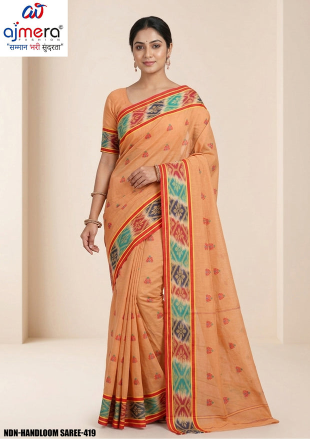 Soft Cotton Saree with Without Blouse for Premium Ethnic and Traditional Wear | NDN-HANDLOOM SAREE-419