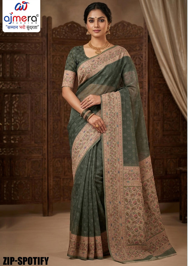 Timeless Rapier Silk Matching Saree With Blouse Piece | ZIP-SPOTIFY