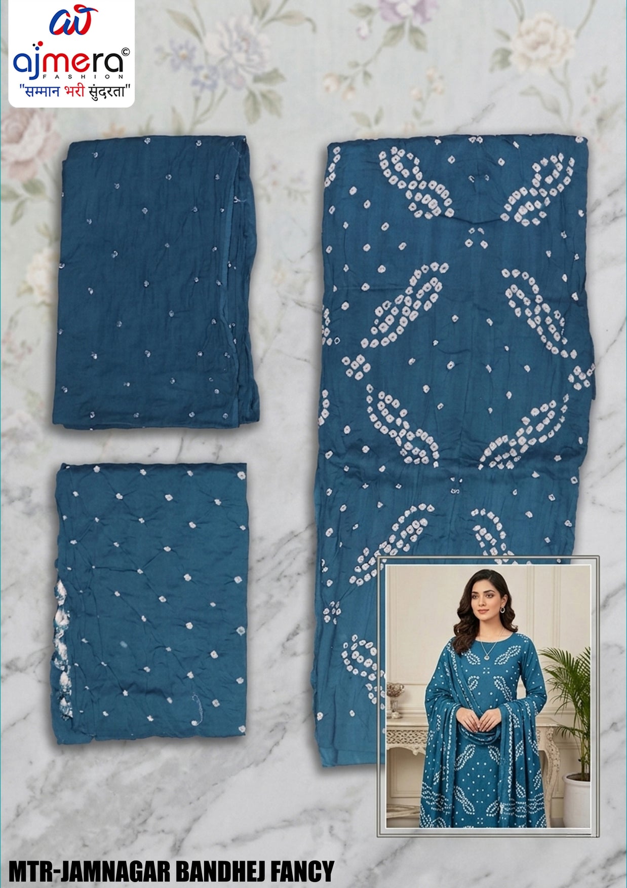 Premium Jamnagar Bandhej Fancy Unstitched Suit Set | MTR-JAMNAGAR BANDHEJ FANCY