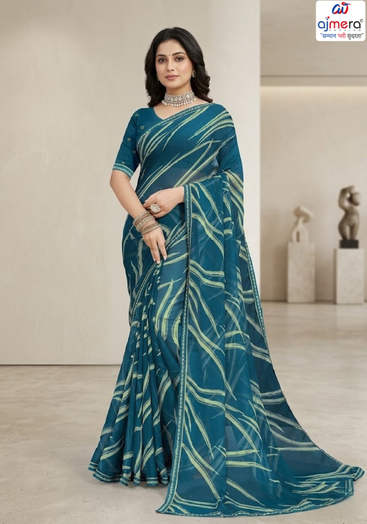 Chic Printed Saree with Blouse Piece for Sophisticated Ethnic Style  | RDD-SEERAT