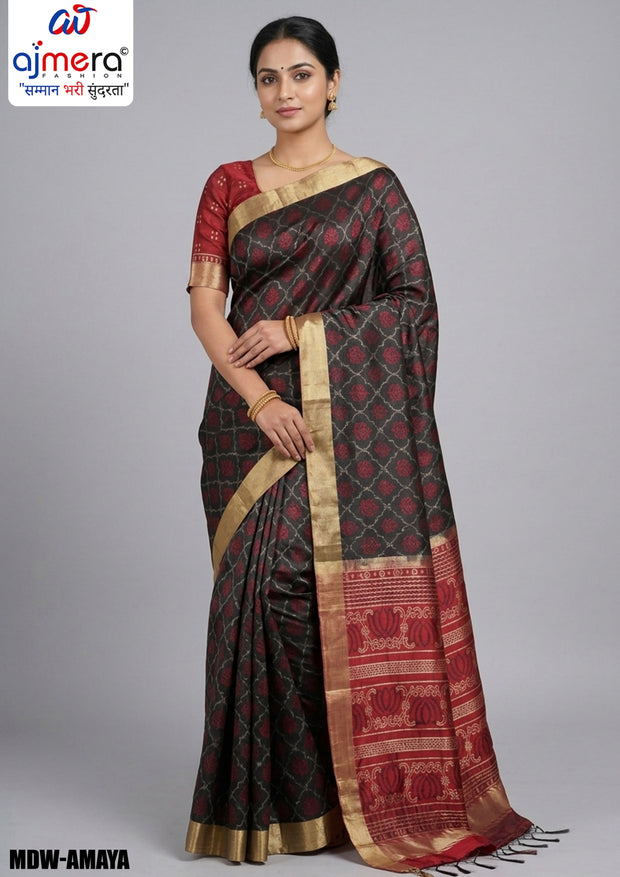 Festive Elegance Jacquard Silk Saree With Blouse Piece | MDW-AMAYA