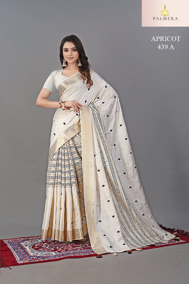 Apricot Linen Saree with Blouse for Premium Ethnic and Designer Wear | ALL-APRICOT-439