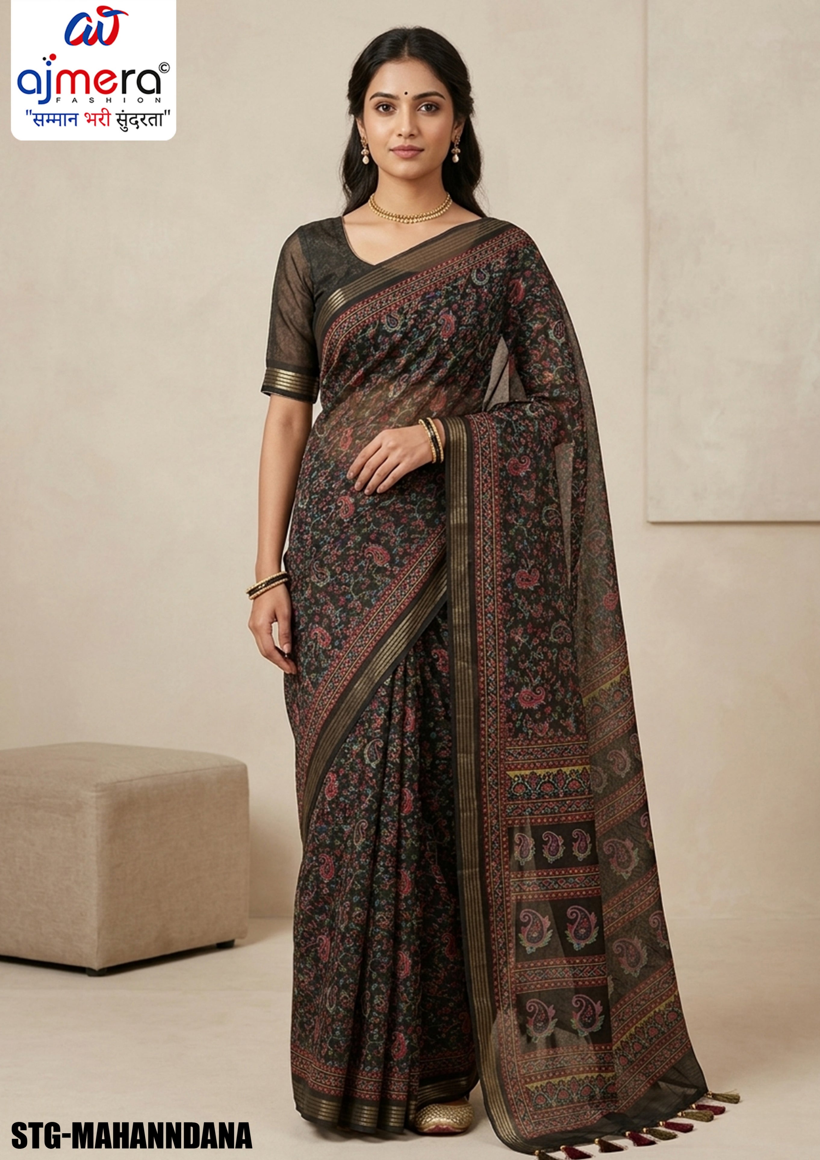 Silk Digital Printed Saree with Blouse Piece for Premium Ethnic and Traditional Wear | STG-MAHANDANA