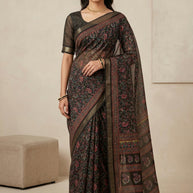 Silk Digital Printed Saree with Blouse Piece for Premium Ethnic and Traditional Wear | STG-MAHANDANA