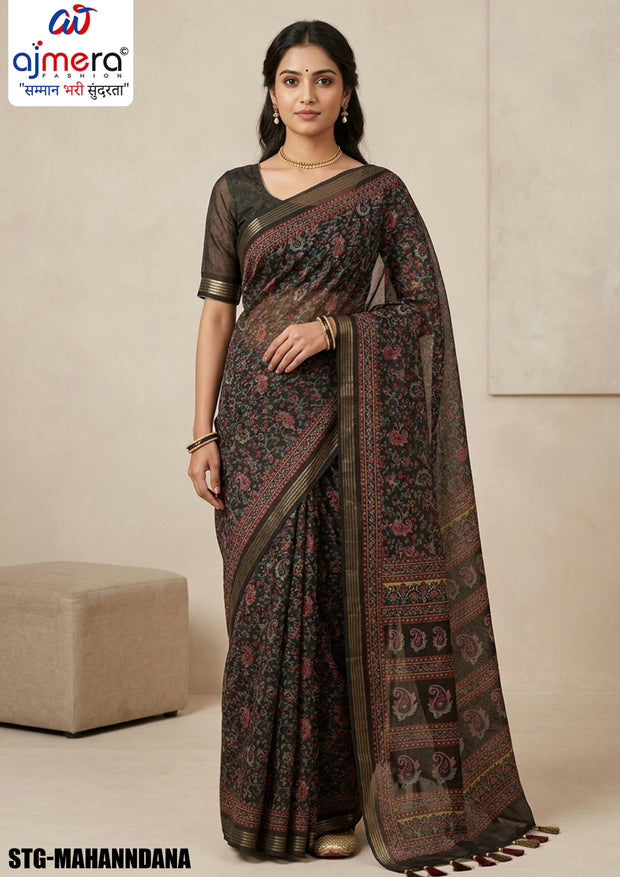 Silk Digital Printed Saree with Blouse Piece for Premium Ethnic and Traditional Wear | STG-MAHANDANA