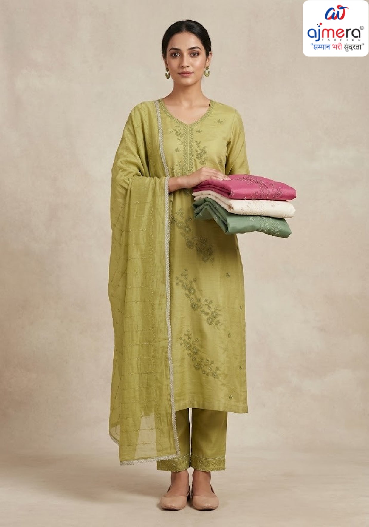 Chanderi Unstitched Suit Collection for Boutique Stores | VAA-NICE