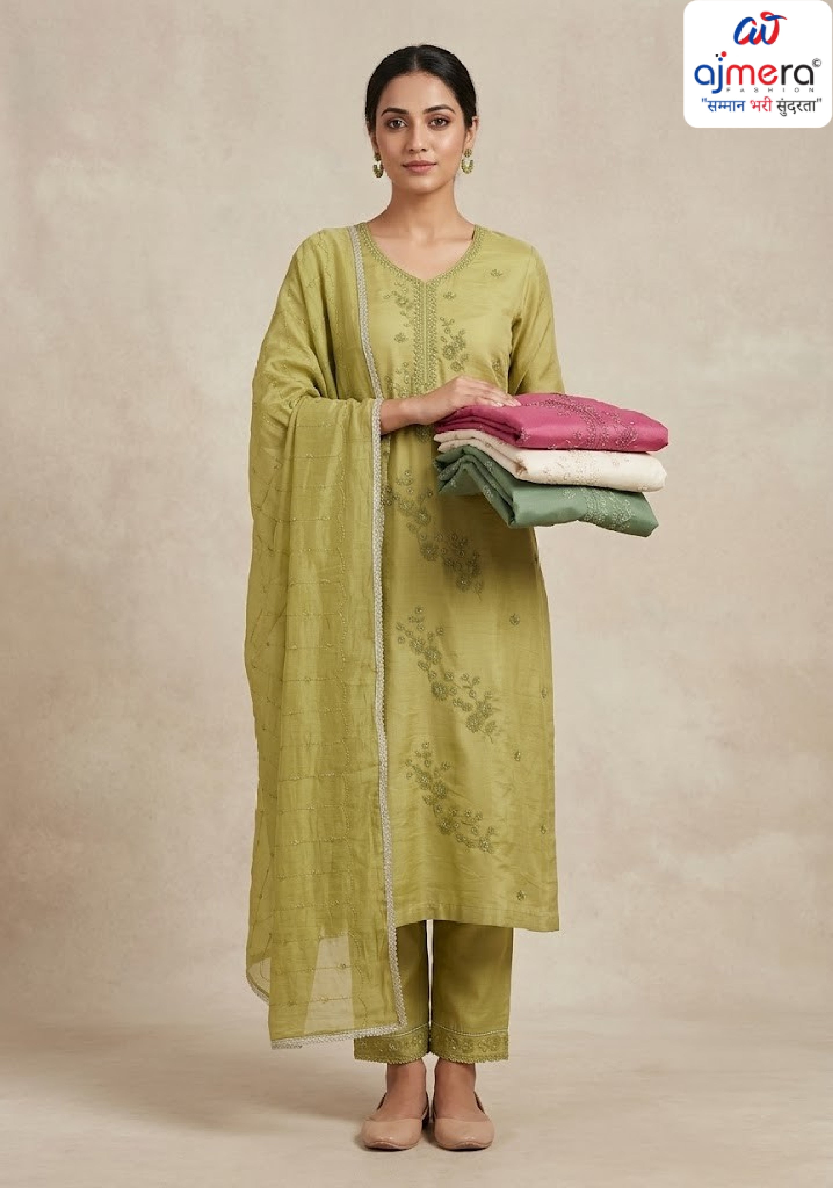 Chanderi Unstitched Suit Collection for Boutique Stores | VAA-NICE