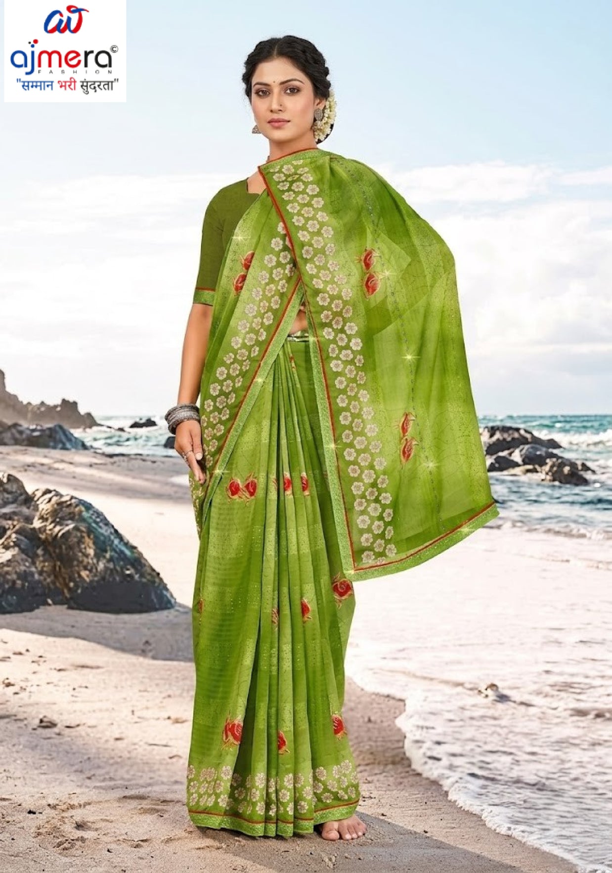 Premium Printed Saree with Matching Blouse Piece for Ethnic Elegance | PRM-TWO GULAB