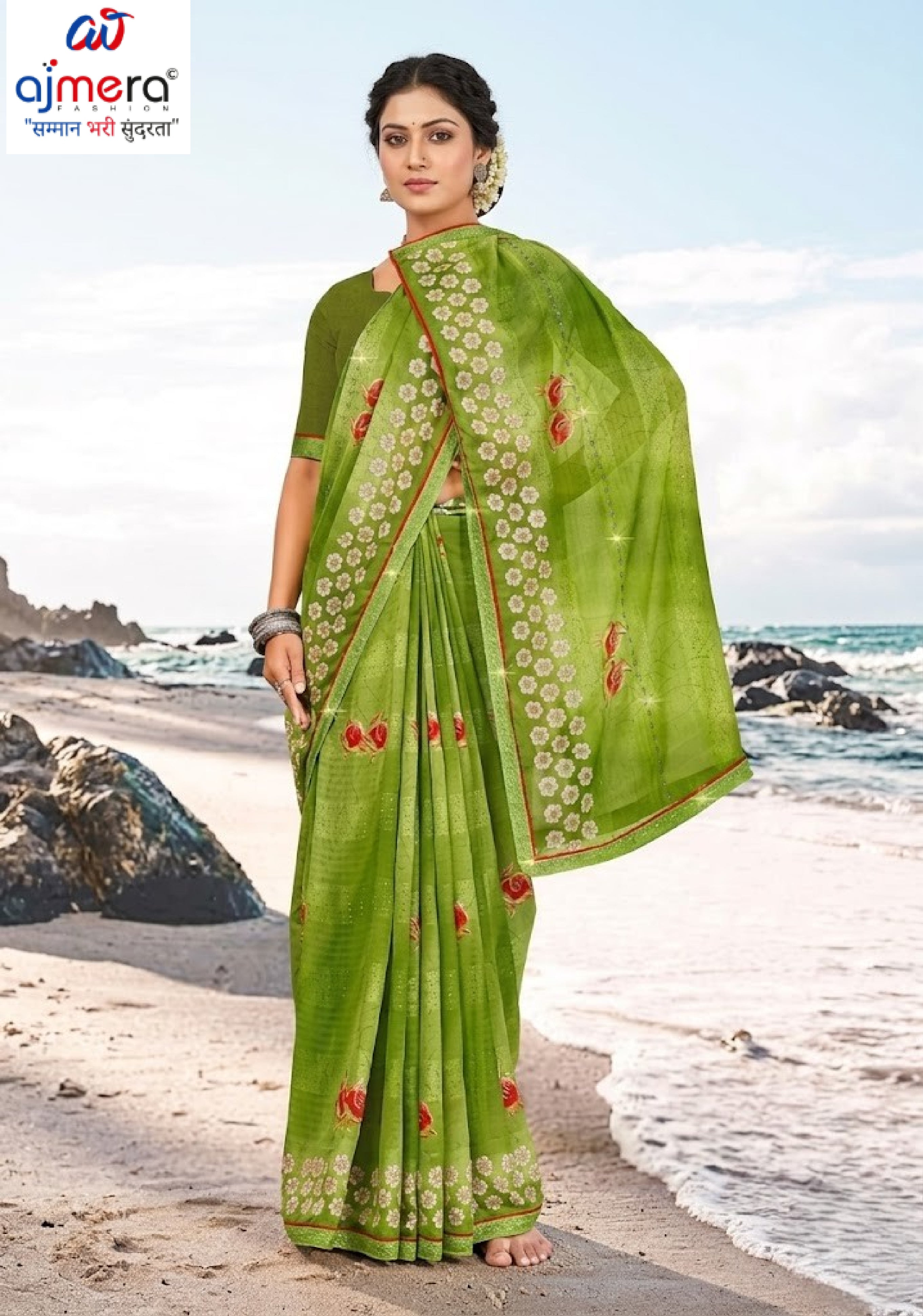 Premium Printed Saree with Matching Blouse Piece for Ethnic Elegance | PRM-TWO GULAB