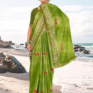 Premium Printed Saree with Matching Blouse Piece for Ethnic Elegance | PRM-TWO GULAB