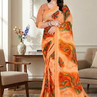 Chiffon Print Loose Saree with Blouse for Premium Ethnic and Traditional Wear | TTS-VISHWA