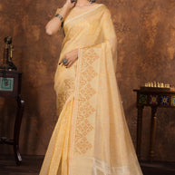 Apricot Linen Saree with Blouse for Premium Ethnic and Designer Wear | ALL-APRICOT-190