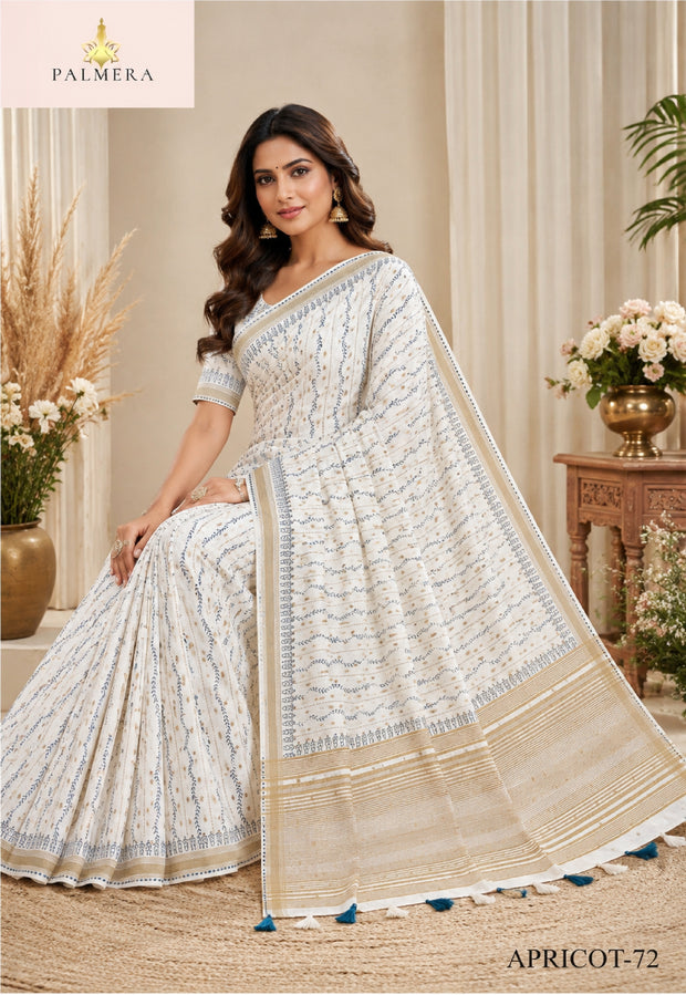 Apricot Linen Saree with Blouse for Premium Ethnic and Designer Wear | ALL-APRICOT-72