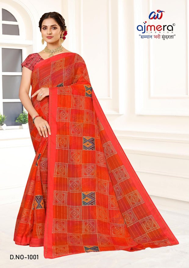 Graceful Printed Saree with Blouse Piece for Modern Ethnic Fashion  | SNR-VARVADHU