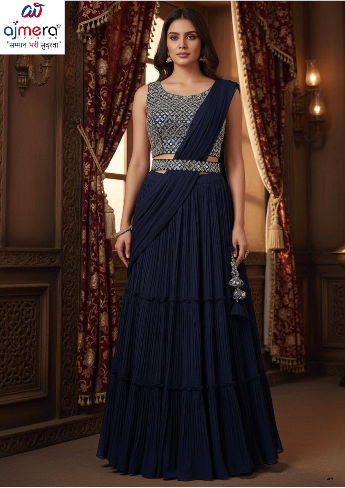 Designer Georgette Gown for Women | Wholesale Gown Supplier | PNC-9330
