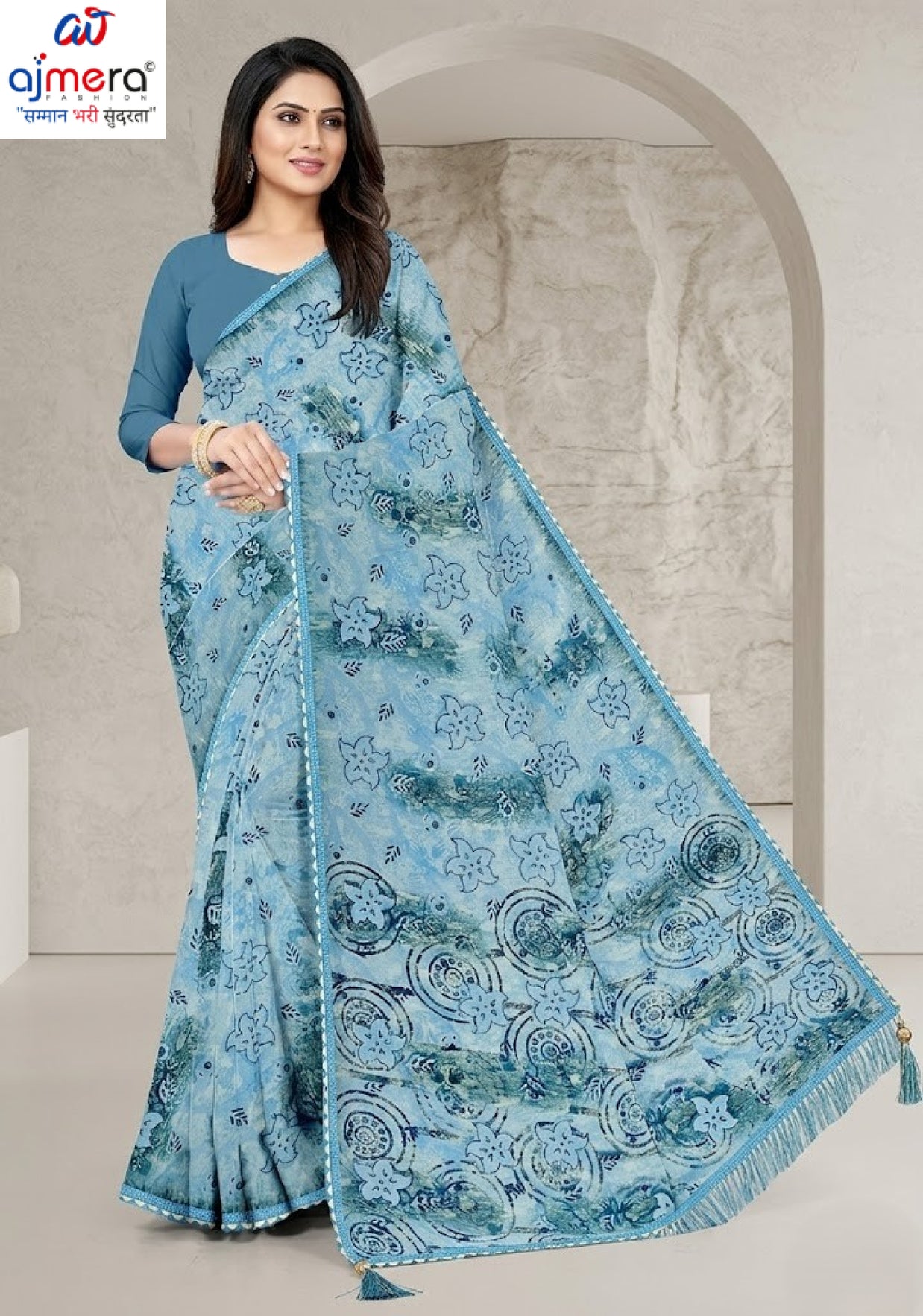 Weightless Print Loose Saree with Blouse for Premium Ethnic and Traditional Wear | CAS-DELHI SWEET