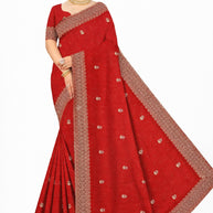 Party Wear Rapier Silk Matching Saree With Blouse Piece | VKM-KHAMAN DHOKLA