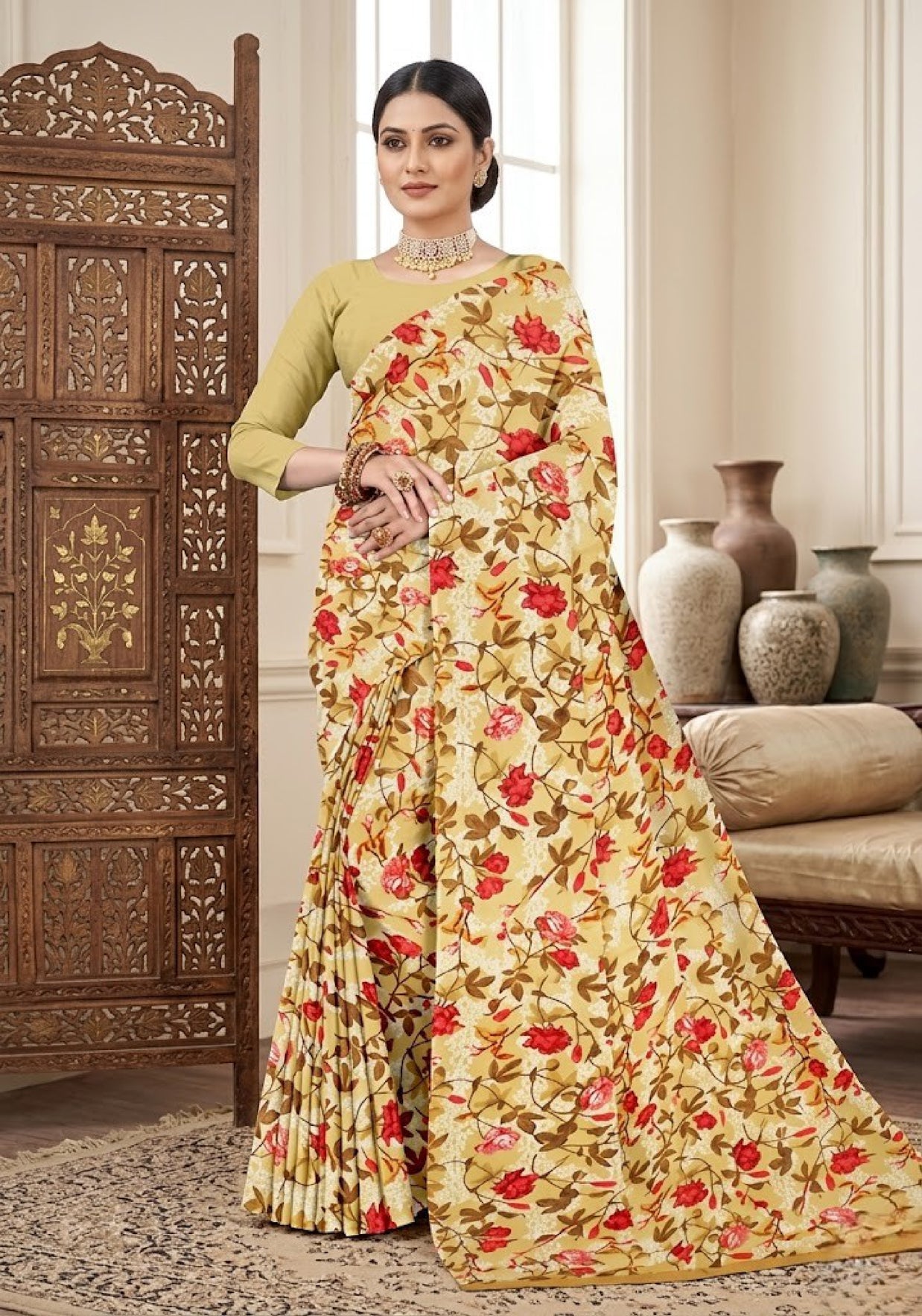 Weightless Print Loose Saree with Blouse for Premium Ethnic and Traditional Wear | TD-NIKE