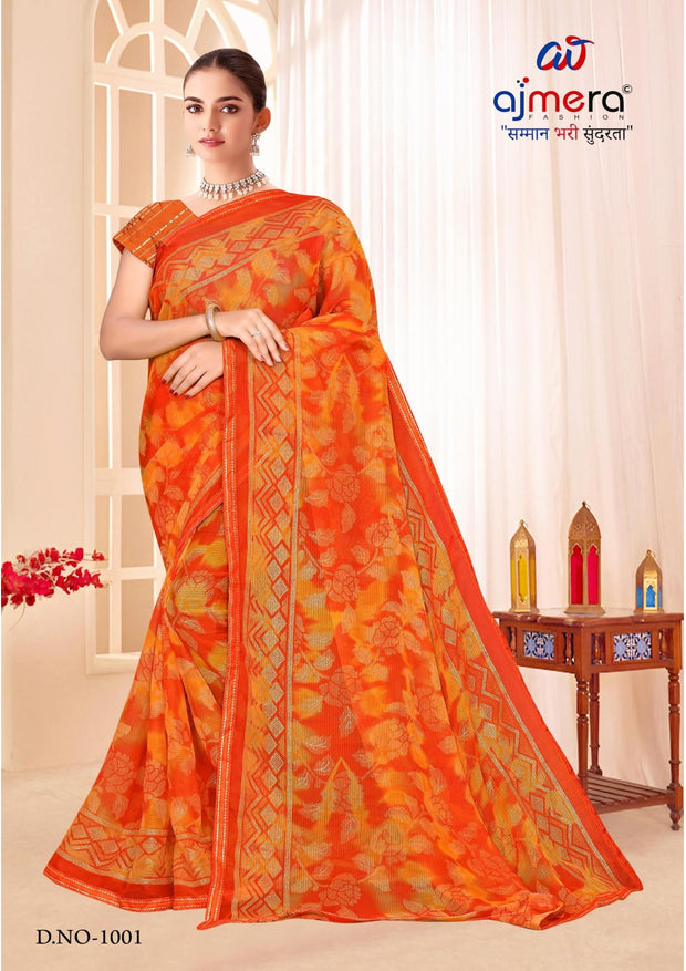 Trendy Printed Saree with Blouse Piece for Women’s Ethnic Wardrobe  | SNR-DHRUVIKA