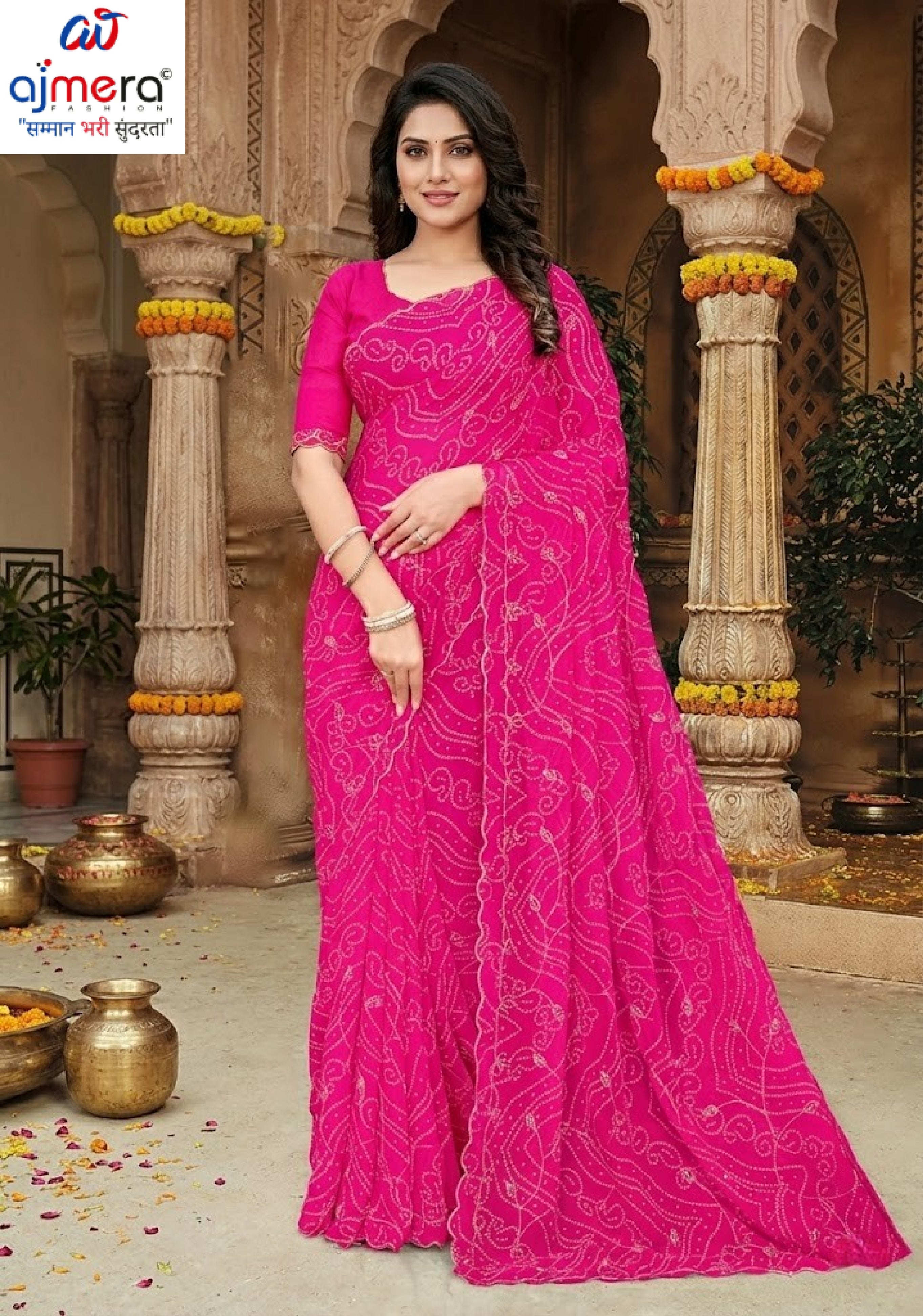Elegant Printed Saree with Designer Blouse Piece for Festive Wear  | JS-VEDIKA