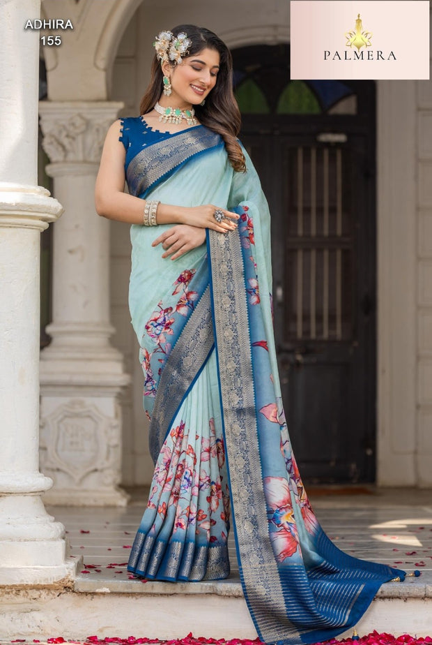 Adhira Russian Chit Pallu Saree with Blouse for Luxury Occasion Wear | ALL-ADHIRA-155