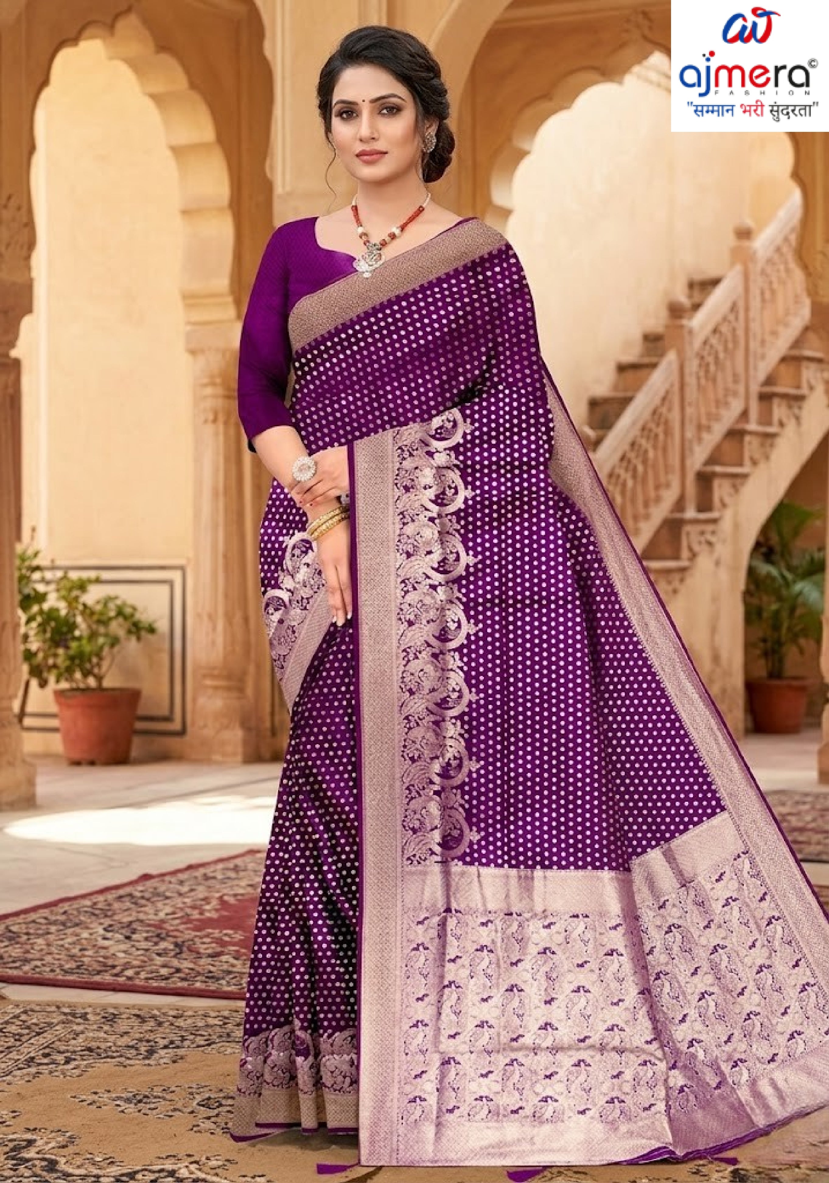 Stylish Jacquard Silk Saree with Blouse Piece for Festive Collection | VML-RIWAAZ