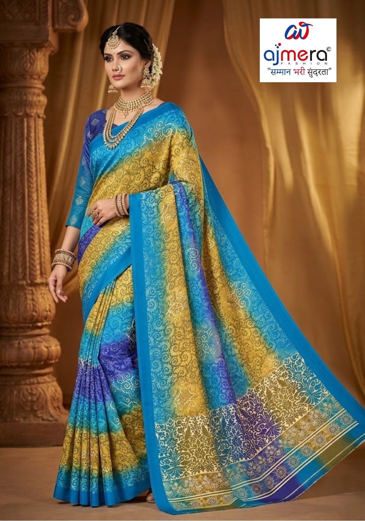 Moss Print Loose Saree with Blouse for Premium Ethnic and Traditional Wear | TD-DHAMAKA