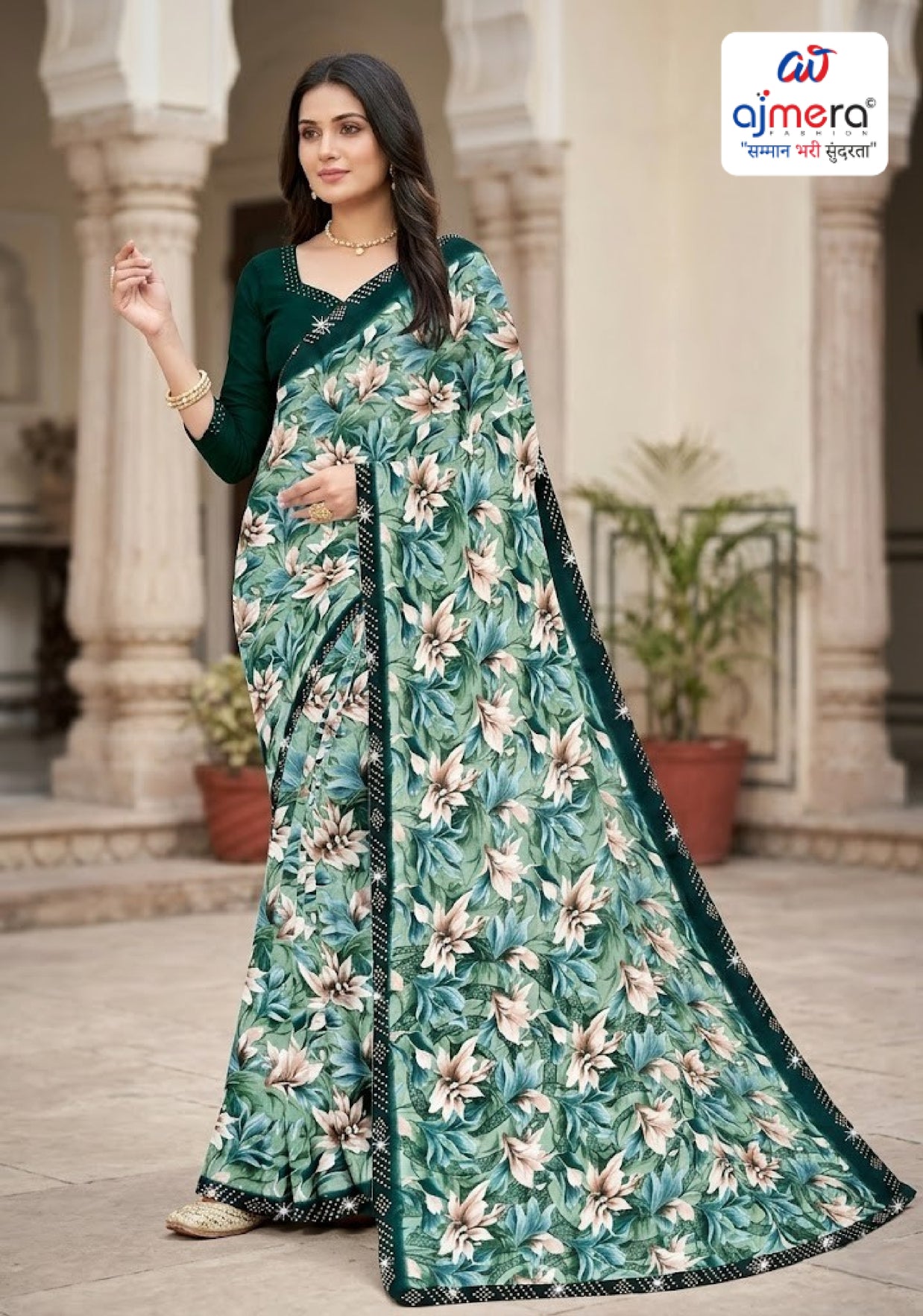 Beautiful Printed Saree with Blouse Piece for Cultural Celebrations | CAS-SILK GEORGEATE
