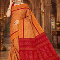 Handloom Cotton Saree with Without Blouse for Premium Ethnic and Traditional Wear | DS-CHIKU BANDHANI