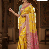 Sophisticated Rapier Silk Matching Saree With Blouse Piece | SOJ-PUSHPA LINEN SAROSKI