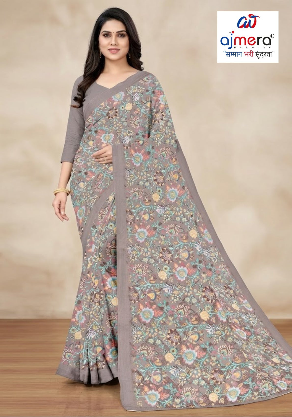 Heavy Reniyal Print Loose Saree without Blouse for Premium Ethnic and Traditional Wear | CAS-PREMIUM