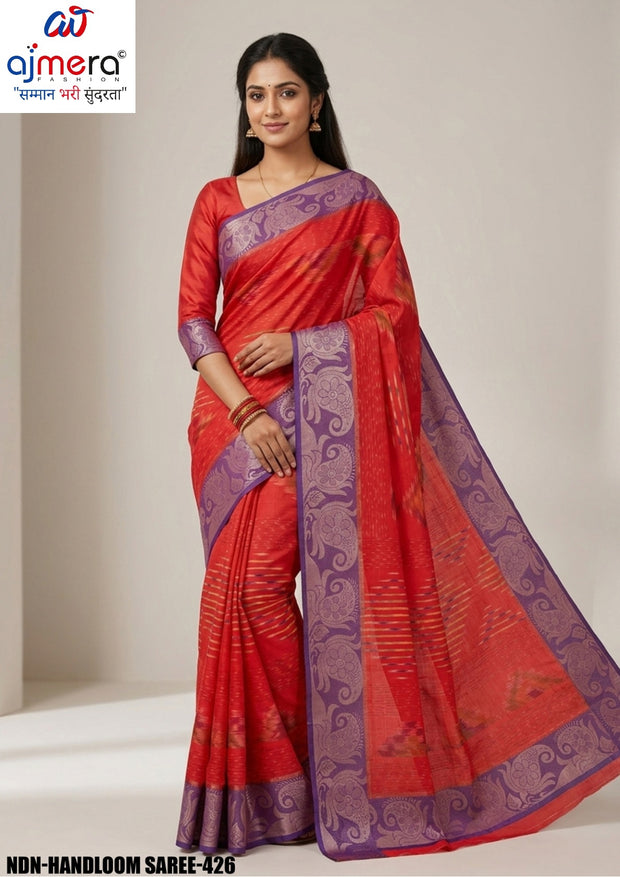 Designer Cotton Saree with Without Blouse for Premium Ethnic and Traditional Wear | NDN-HANDLOOM SAREE-426