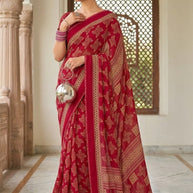 Premium Printed Saree with Matching Blouse Piece for Ethnic Elegance  | VDT-DISCO-11