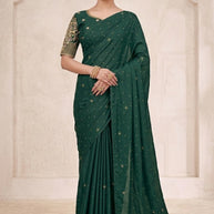 Georgette Soft Lycra Matching Saree with Blouse Piece for Premium Ethnic and Traditional Wear | RLL-JINISHA-1