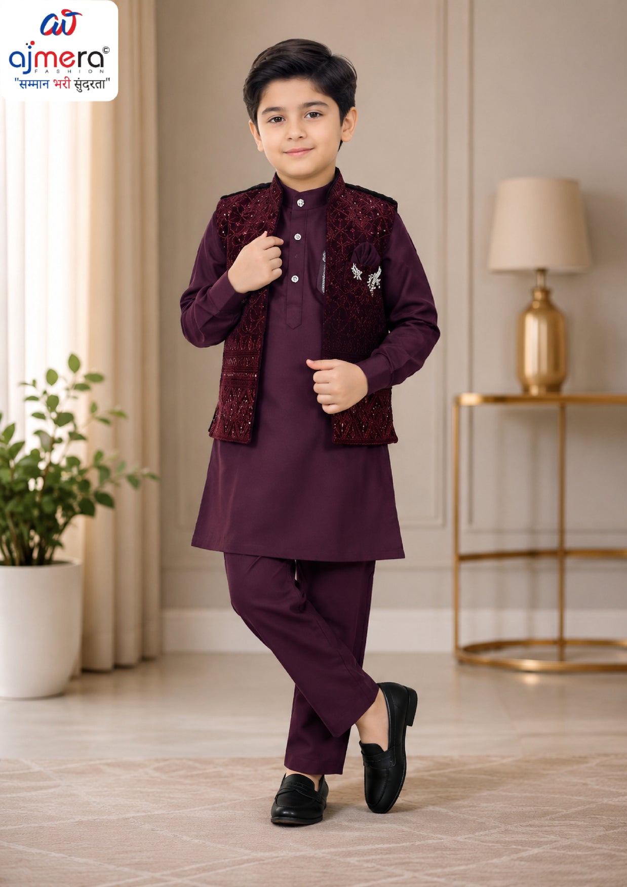 Wholesale Boys Jacquard Modi Koti Set | JDW-7093