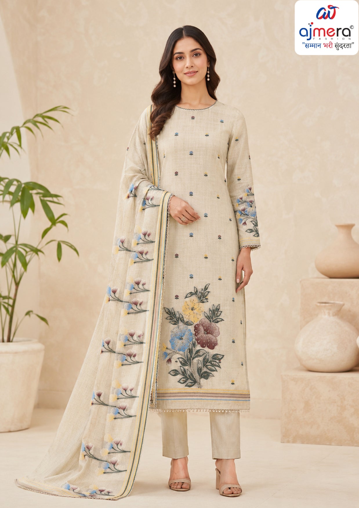 Premium Designer Unstitched Suit Set | VAA-BEST OF LUCK