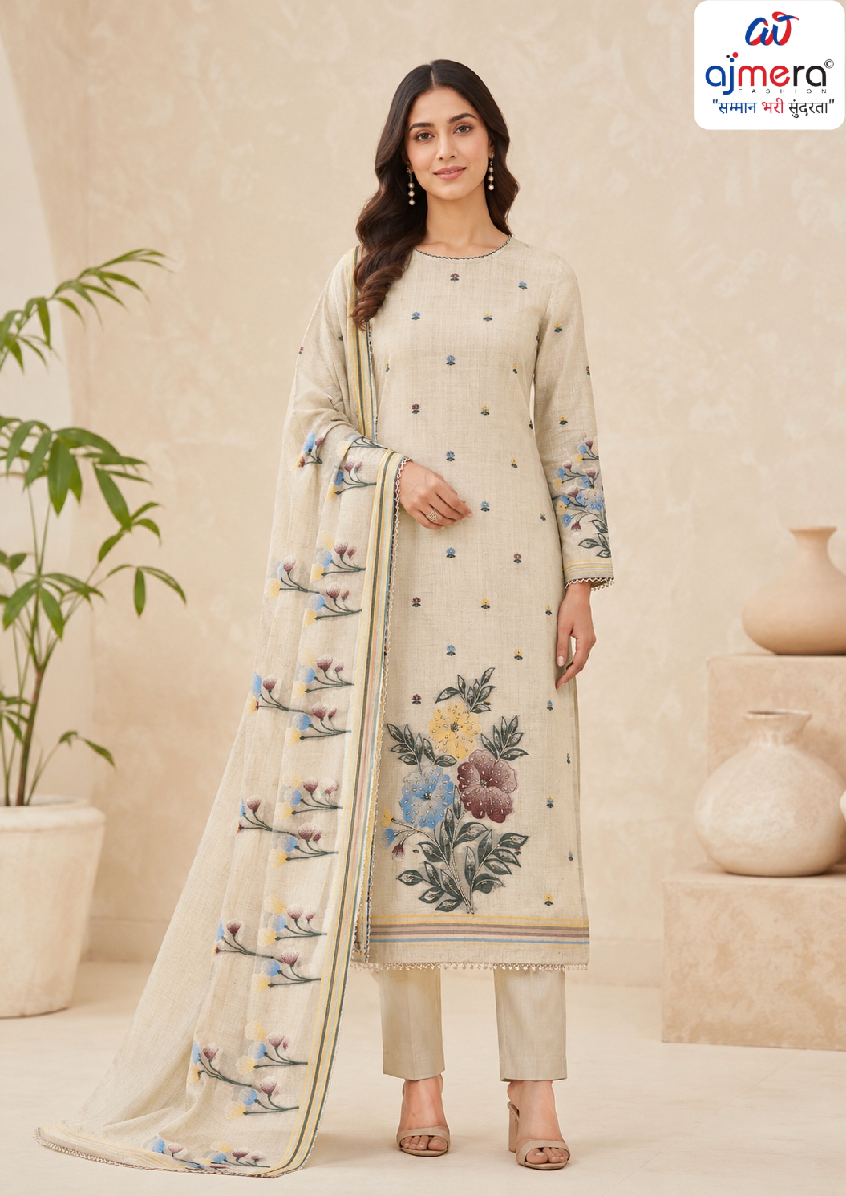 Premium Designer Unstitched Suit Set | VAA-BEST OF LUCK