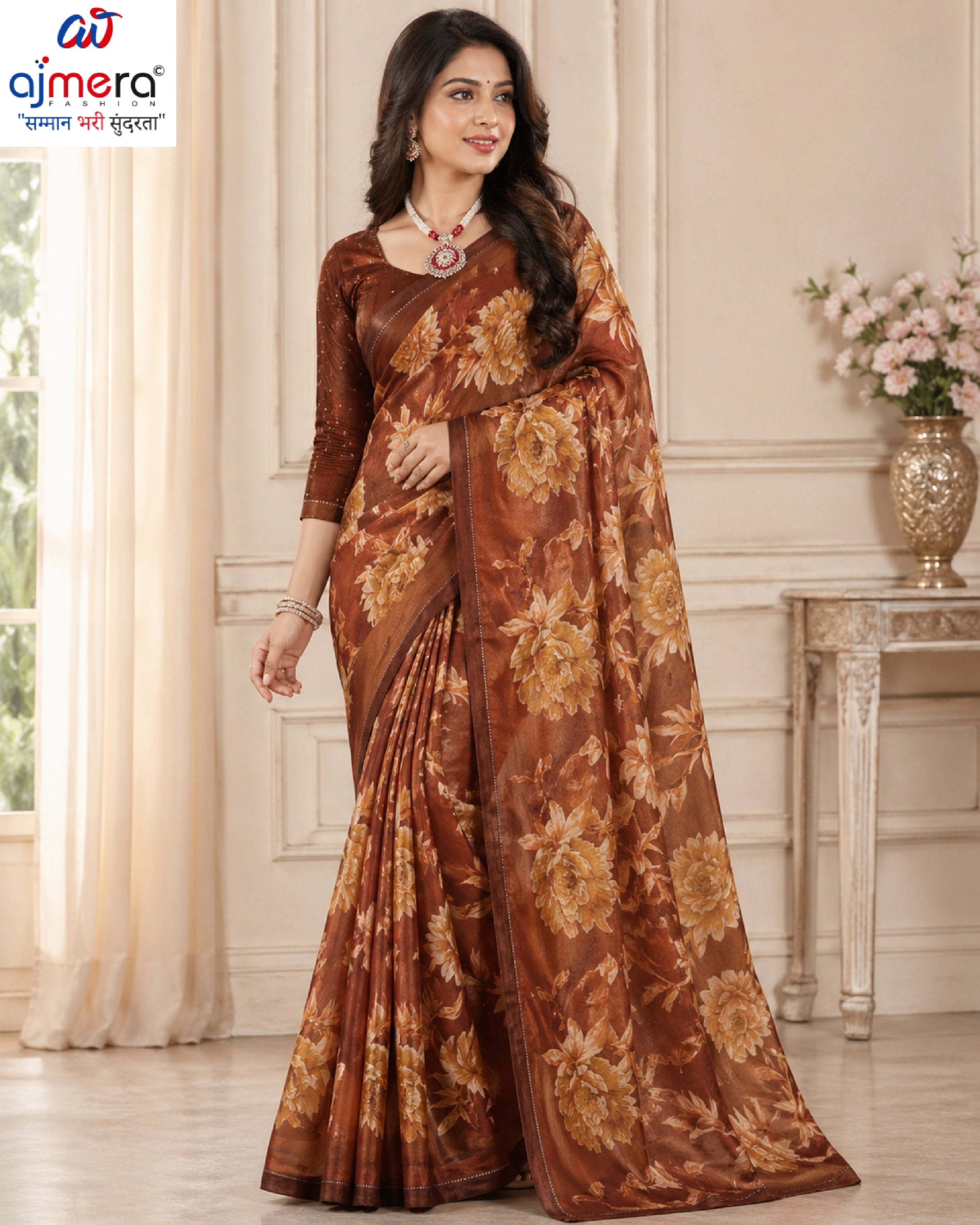 Elegant Printed Saree with Designer Blouse Piece for Festive Wear | SSR-RAM DARBAR