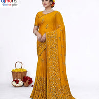 Chic Printed Saree with Blouse Piece for Sophisticated Ethnic Style | VER-MEGH MALHAR-47854