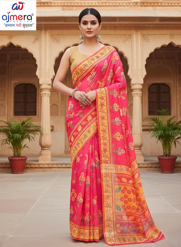 Pure Cotton Saree with Without Blouse for Premium Ethnic and Traditional Wear | MLC-AIRTEL