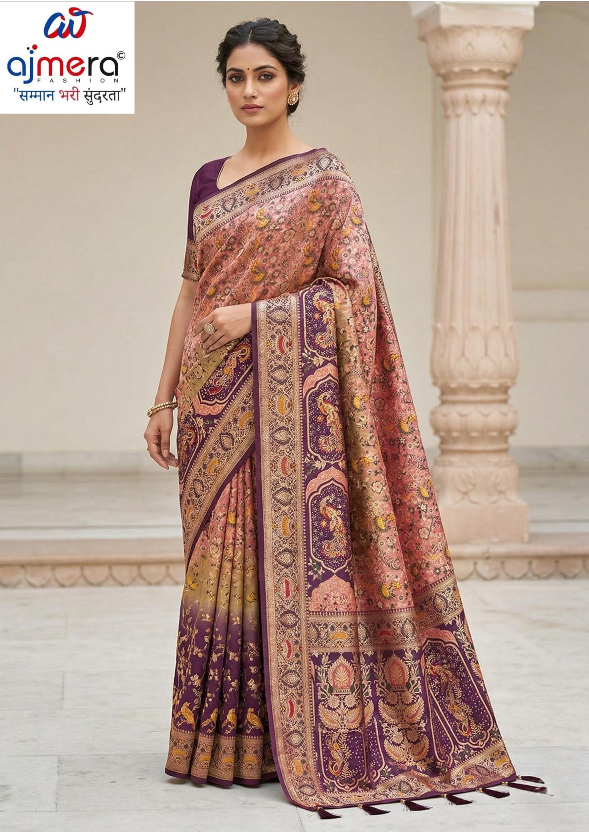 Graceful Jacquard Silk Saree with Blouse Piece for Timeless Ethnic Fashion | HLO-RAJSHREE-13