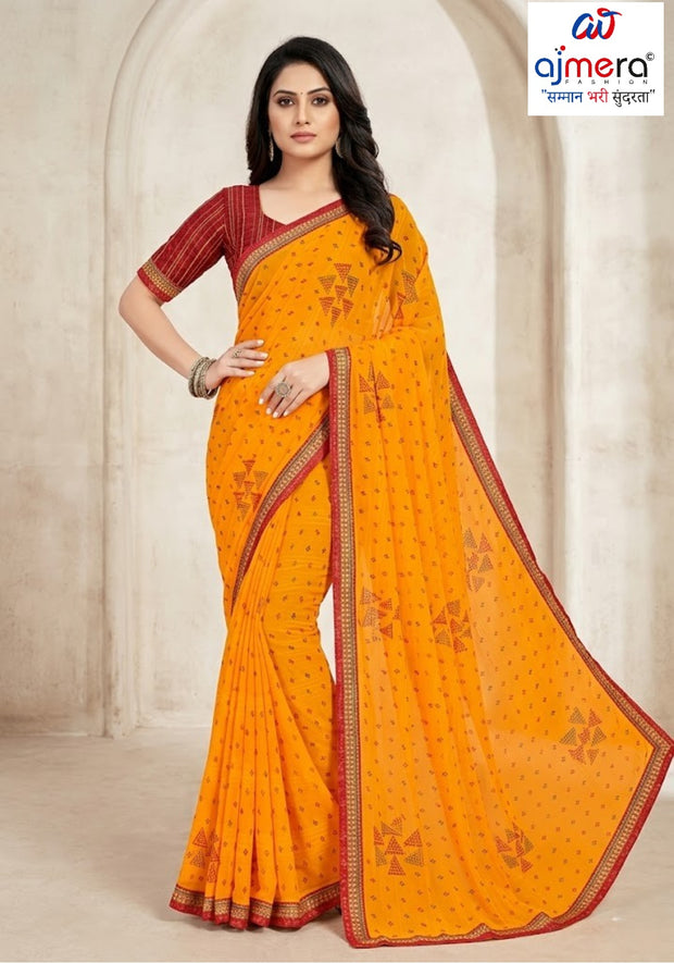 Premium Printed Saree with Matching Blouse Piece for Ethnic Elegance  | CAS-PALKI