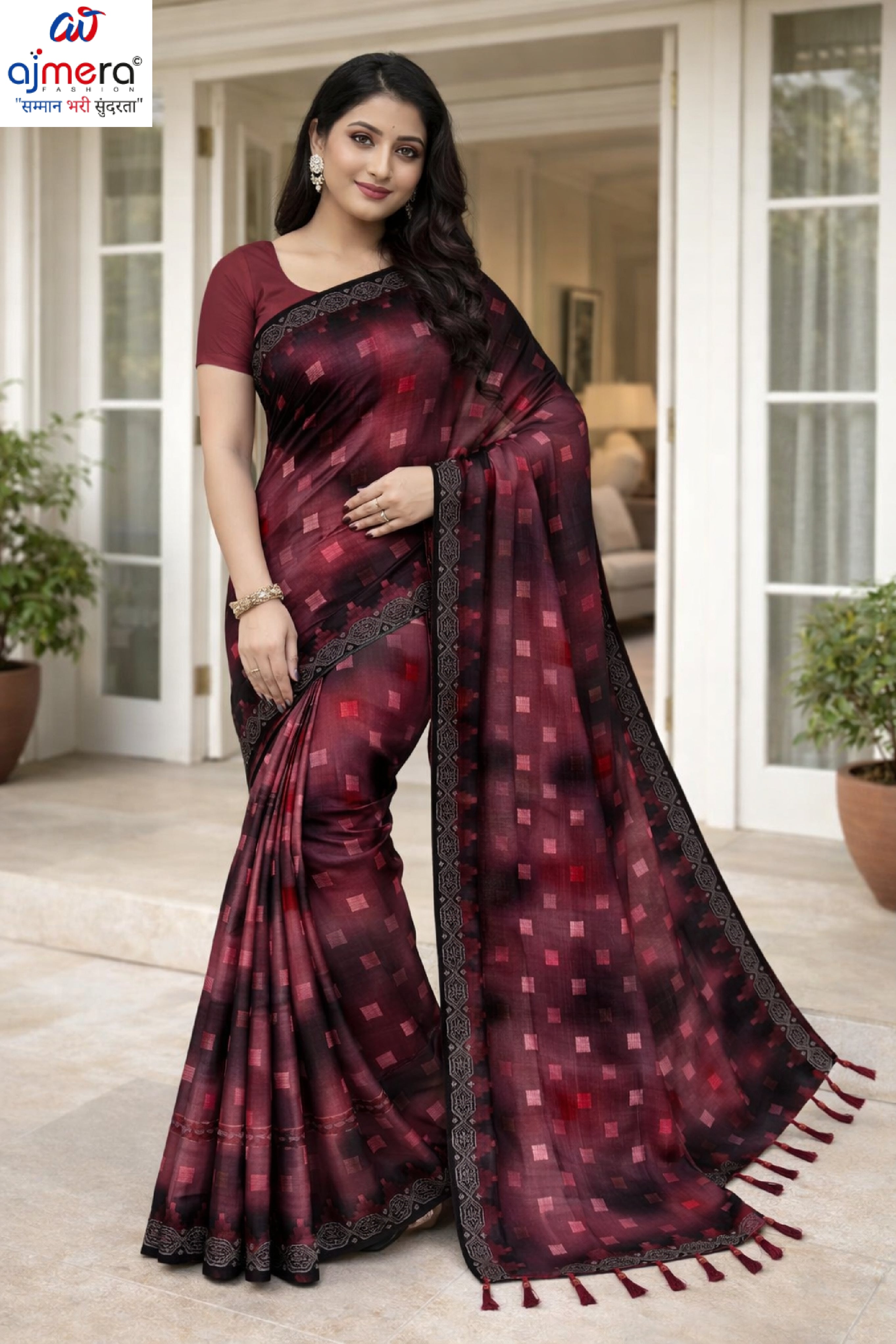 Lycra Dyed Matching Saree with Blouse Piece for Premium Ethnic and Traditional Wear | RAL-GREAT INDIA