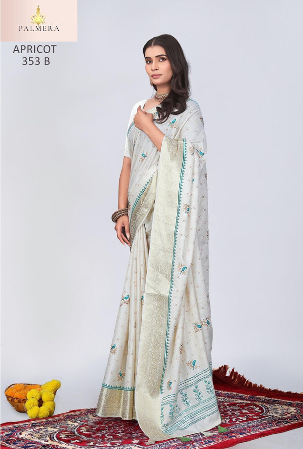 Apricot Linen Saree with Blouse for Premium Wedding and Ethnic Wear | ALL-APRICOT-353